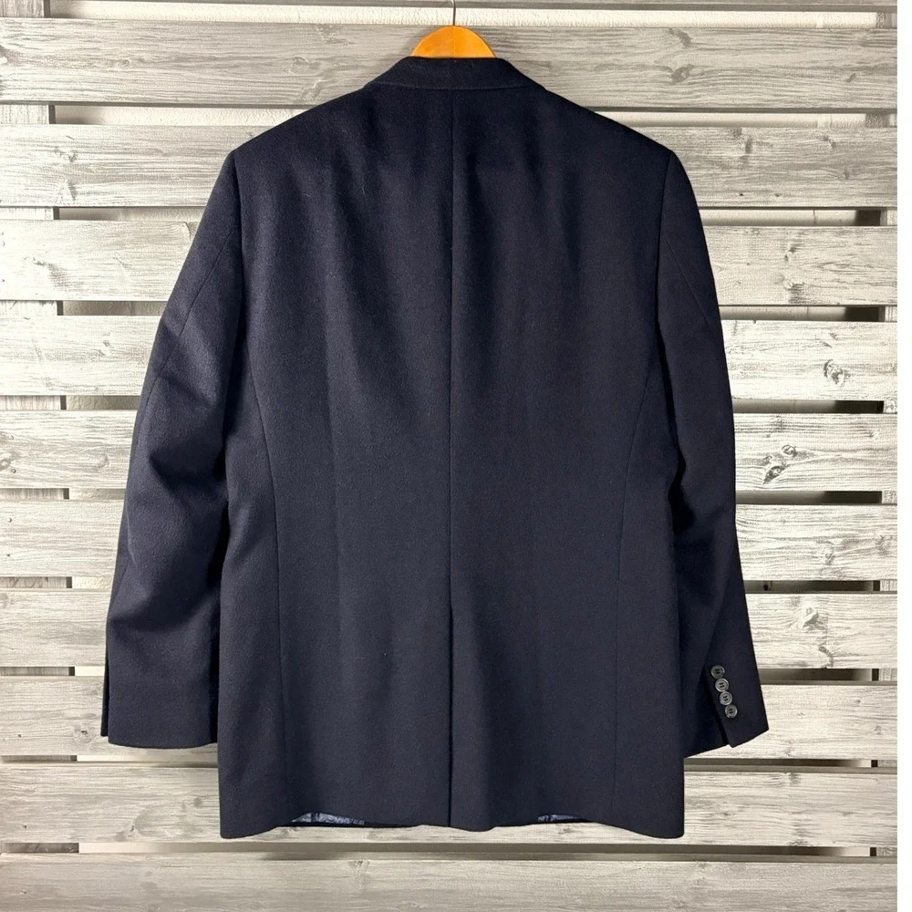 Turnbury Mens 40L Navy Blue 100% Camel Hair Blazer Sport Coat Paisley Lined NICE